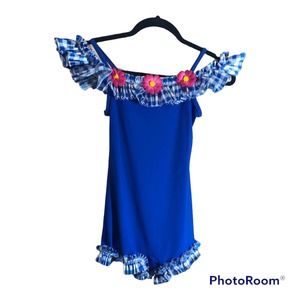 Wolff Fording Blue Gingham trimmed Dance Costume Large